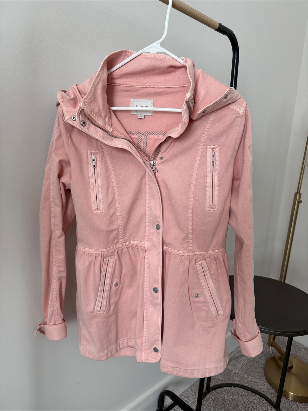LOFT Pale Pink Hooded Utility Jacket